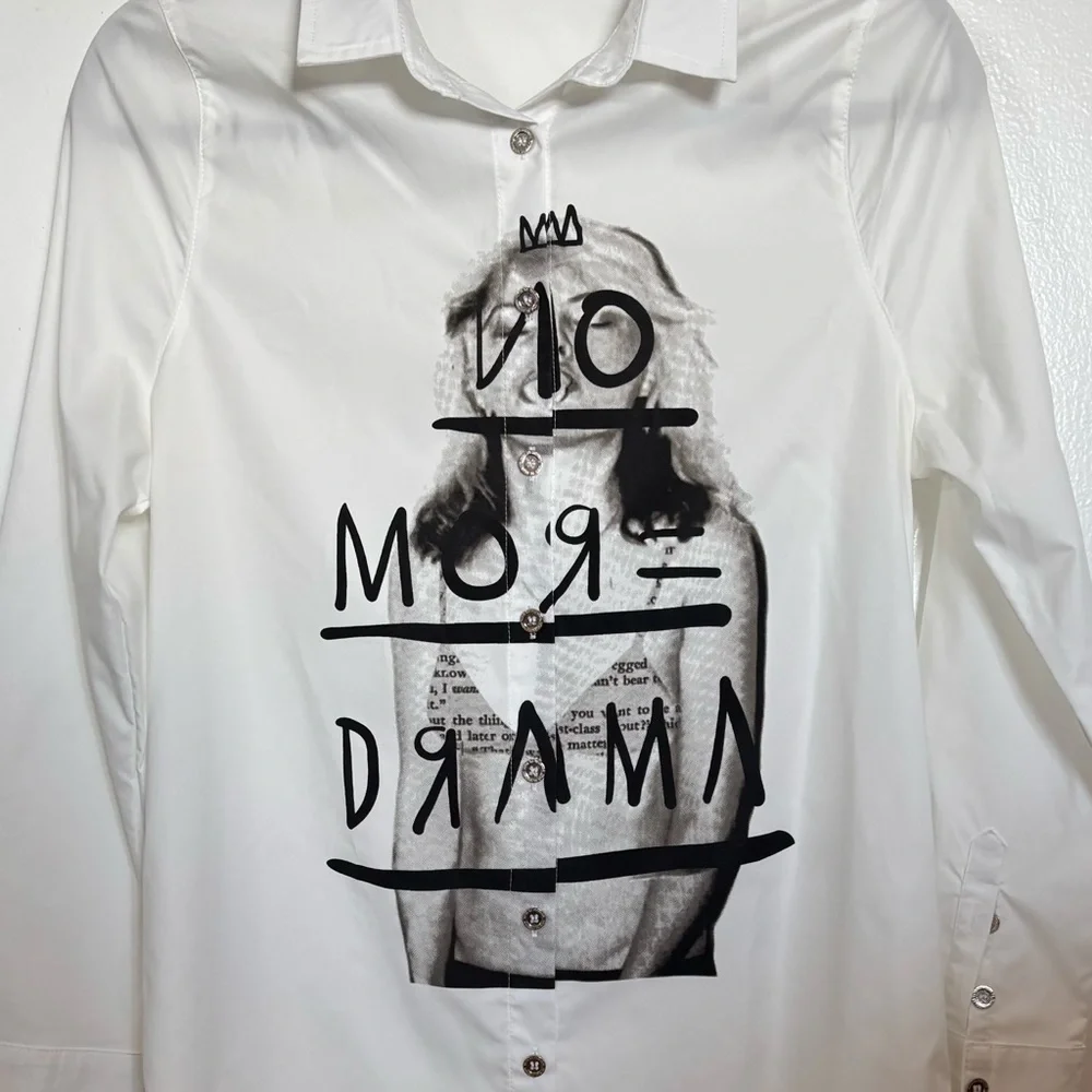 Maniere De Voir Shirt Dress No More Drama Size 6 - Picture 4 of 16